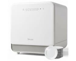 Skoov Mini Vaatwasser met waterreservoir - 3 couverts - 6 wasprogramma's - Extra stil - Kleine smalle vrijstaande afwasmachine - Camping - Wit