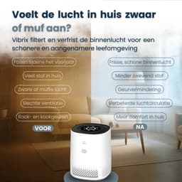 Vibrix PureFlow15 Luchtreiniger / Air Purifier – HEPA H13 + koolstoffilter – 100 m³/u – Voor kamers tot 15 m² – Ionisator – App-bediening – Zeer stil met slaapstand – Luchtkwaliteitindicator — thumbnail 12