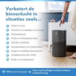 Vibrix PureFlow70 Pro Luchtreiniger / Air Purifier – EPA 14 + koolstoffilter – 468 m³/u – Voor kamers tot 70 m² – Ionisator – App-bediening – Zeer stil met slaapstand – Luchtkwaliteitindicator — thumbnail 4