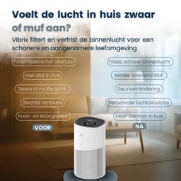Vibrix PureFlow70 Luchtreiniger / Air Purifier – HEPA H13 + koolstoffilter – 468 m³/u – Voor kamers tot ca. 70 m² – Ionisator – App-bediening – Zeer stil met slaapstand – Luchtkwaliteitindicator — thumbnail 13