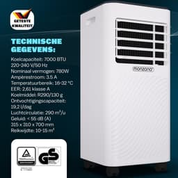 Monzana Mobiele Airco 7000BTU - 4in1 Kit Rolluik 20-25m² met App - Wit — thumbnail 7