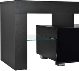 Modern TV Meubel met LED Verlichting en Opbergruimte 130 cm Zwart — thumbnail 4