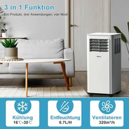 CYRO - Airconditioner - Luchtkoeler - Mobiele Airco voor Slaapkamer - Mini Airco - Ventileren - Ontvochtigen - 18 m² - Wit — thumbnail 3