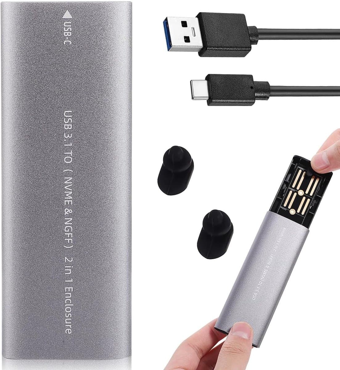 Externe Harde Schijf - Draagbare Opslag - Kantoor Thuis - Dual Protocol NVMe - 11.5 x 3.7 x 1.2 cm — afbeelding 1