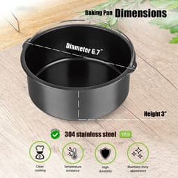 Bakpan Voor Drukpan Airfryer En Oven - Bakblik Airfryer Accessoire - Geschikt Voor 3 QT Tot 5 QT Drukpannen En 3 QT 5.3 QT Airfryers - Geschikt voor InstantPot COSORI Ninja Foodi Gowise Philips NuWave Power Farberware En Meer — thumbnail 2