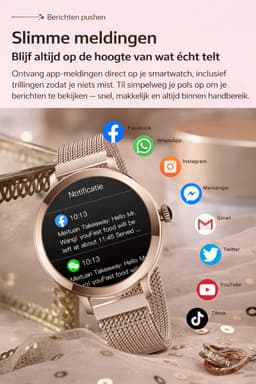 Evy24 Smartwatch Dames 38mm - Horloge Dames - AMOLED - Sporthorloge - Stappenteller - Saturatiemeter - Geschikt voor iPhone & Android - Brons — thumbnail 5