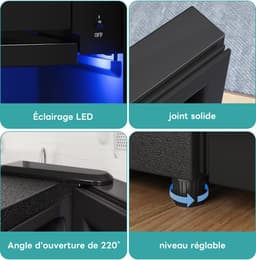 OKWISH Mini Koelkast – Stil En Energiezuinig – 128 L – Roestvrij Staal – Zwart – Met Vriesvak En Ledverlichting — thumbnail 9