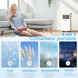 HOMCOM Draagbare airconditioner - ABS - 35 x 34,8 x 70 cm - Wit — thumbnail 9