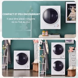 STILVORA Luchtafvoerdroger – Compact En Stil – 2,5 Kg – Staal – Wit – Wandmontage Of Vrijstaand Voor Kleine Ruimtes Met Timer En Dubbel Filter — thumbnail 6