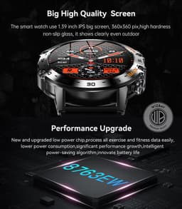 WizBay Premium Select® Sport Smartwatch - 1,39 Inch IPS Scherm - Bluetooth Bellen - Hartslag Bloeddruk Zuurstof - 100+ Sportstanden - 400mAh - Zwart — thumbnail 11