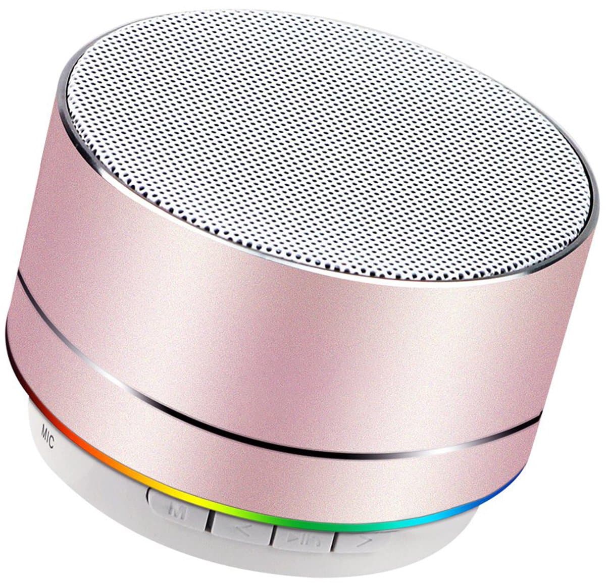 Oneay Mini draadloze speaker, draagbare Bluetooth-speaker met HD-geluid, 4 uur speeltijd, ingebouwde microfoon, TF-kaartsleuf, FM-radio en ledverlichting voor thuis en op reis - Roze — afbeelding 1