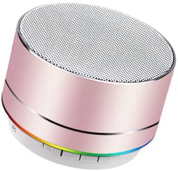 Oneay Mini draadloze speaker, draagbare Bluetooth-speaker met HD-geluid, 4 uur speeltijd, ingebouwde microfoon, TF-kaartsleuf, FM-radio en ledverlichting voor thuis en op reis - Roze — thumbnail 1