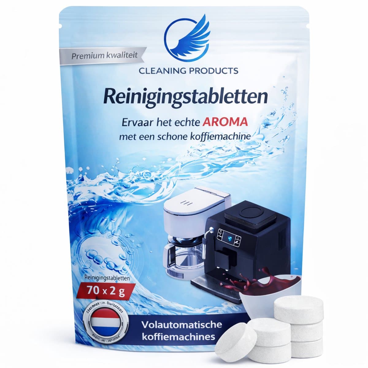 70 Reinigings tabletten Koffiemachine – 2g Universele Onderhoudstabletten voor Espresso & Volautomatische Koffiemachines – Geschikt voor Siemens, Jura, Bosch, Nespresso, Philips, Krups — afbeelding 1