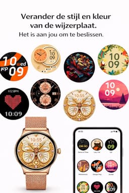 Hibousee Smartwatch voor Dames met Bluetooth Bellen, Gezondheid & Fitness Tracker – Stappenteller, Hartslagmeter, Slaapmonitor – iOS & Android - Incl 3 bandjes — thumbnail 12