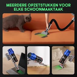 Fukstern Steelstofzuiger Draadloos – 75KPa Krachtige Zuigkracht – Tot 60 Min Accuduur – 3 Zuigstanden - Anti-Klit Vloerborstel – 7-voudig HEPA-Filtersysteem – 2L Stofreservoir – Groen Licht & Hygiënische Reiniging – blauw — thumbnail 9