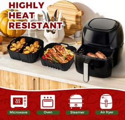 Silicone Airfryer Vorm Accessoires, Airfryer Pan Gescht voor Philips Airfryer 2000 6.2L NA230, Air Fryer Liners voor Cosori 5.5L 6 L 6.2L, Siliconen Bakvorm voor Heteluchtfriteuse voor Ninja — thumbnail 7