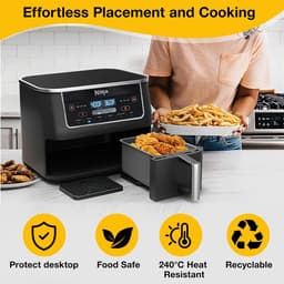 Heißluftfritteuse accessoires Gescht voor Ninja, Philips en COSORI, 2 stuks hittebestendige onderlaag siliconen voor universele Airfryer-mand, 16 x 11 cm verbrandingswerende siliconen tafelmat (Zwart-2) — thumbnail 7