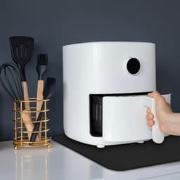 Hittebestendige matten - 45*38cm - Siliconen aanrechtbeschermer - Vuurvaste onderlegger - Hittebeschermingsmat - Dikke aanrechtbeschermer - Antislipglasvezel - Voor airfryer, koffiezetapparaat, broodrooster - Zwart — thumbnail 4