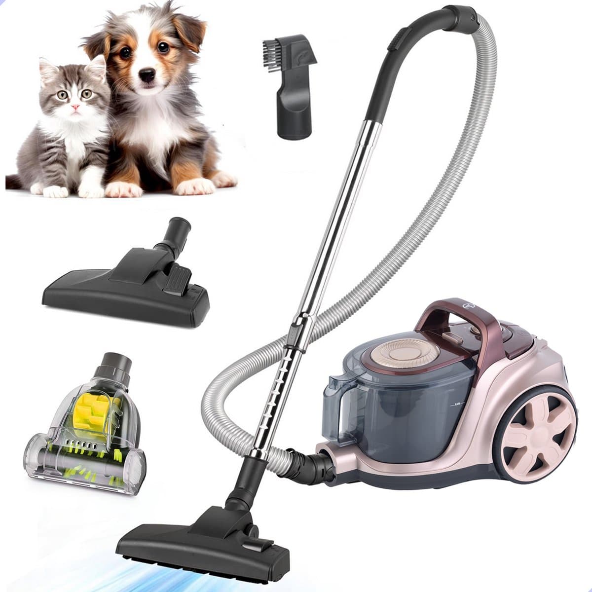 AG3300 Stofzuiger Zonder Zak - Stofzuigers - Vacuum Cleaner Zakloos - Geschikt Voor Dierenharen - Sterke Zuigkracht - HEPA Filter - Compact, Licht & Krachtig - Gemakkelijk Schoon Te Maken -Beige/Bruin — afbeelding 1