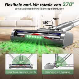 Fukstern Steelstofzuiger Draadloos - 38KPa krachtige zuigkracht - Tot 60 Min Accuduur - 4-voudig HEPA-Filtersysteem - 1,6L Stofreservoir - Anti-Klit Vloerborstel draadloze steelstofzuiger - zilverkleurig — thumbnail 5