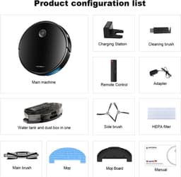 LIECTROUX C7 Robotstofzuiger met Dweilfunctie 2-in-1, 6000Pa Sterke Zuigkracht, WiFi/App & Afstandsbediening, Compatibel met Alexa en Google Assistant, Geschikt voor Dierenharen, Tapijt en Harde Vloeren — thumbnail 7