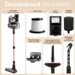 AG4200 Steelstofzuiger Draadloos - Stofzuiger Zonder Zak - Rose Gold - Geschikt voor Dierenharen- Krachtig -Kruimeldief- Draadloze Stofzuigers - Steelstofzuigers - Kruimelzuiger - Compact & Licht — thumbnail 3