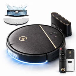 AG Robotstofzuiger met Dweilfunctie – 4500 Pa Zuigkracht – 120 minuten – Oplaadstation – App & Afstandsbediening – Ideaal voor Huisdierhaar, Harde Vloeren en Tapijt – Luxe 2-in-1 Dweilrobot – Gold Stripe Design – 2500 mAh - Black Gold Edition — thumbnail 1