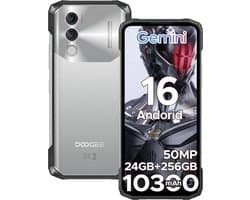 DOOGEE Blade 10 Power 4G - Robuuste Smartphone - Robuuste Telefoon - 24 GB RAM + 256 GB ROM/2TB TF - 10300 mAh/18 W - Android 16 - NFC - GPS - Face ID - IP68 - Zilver