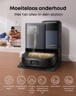 eufy Robotstofzuiger Omni E25, HydroJet dweilsysteem, 20.000 Pa zuigkracht, DuoSpiral borstels die ontklitten, CornerRover arm voor het schoonmaken van hoeken, alles-in-één station, voor gezinnen met huisdieren en kinderen. — thumbnail 10