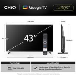 CHiQ L43QST - Smart TV 43 Inch - QLED Pro Google TV - Full HD - Randloos Metal Design - Dolby Audio - Nieuw — thumbnail 4