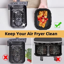 Voor Ninja Foodi Max Dual Zone Air Fryer Accessoires - Set van 2 vierkante siliconen bakplaten - Compatibel met AF300EU, AF400EU en andere Dual Zone-modellen - Grijs — thumbnail 6