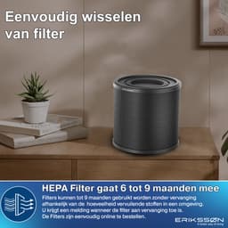 Erikssøn Luchtreiniger Air Purifier Elite - 2x HEPA-14 Filter - Wit - 240 m3/u - Vermindert Stof En Pollen - Met Hepa Filter - Met Ionisator — thumbnail 6