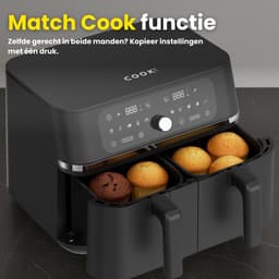 Dubbele Airfryer XXL 9L - 2×4.5L - 3200W - 11 Programma’s - Smart Finish & Match Cook - 60–200°C Instelbaar - PFAS-vrij - Vaatwasserbestendige Manden - COOK-IT — thumbnail 3