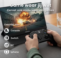 HoriVue Premium Portable Monitor 15.6 inch - Full HD - Extra Scherm Laptop - Draagbare Monitor voor Laptop met Speakers - Touchscreen - Gaming - IPS Beeldscherm - 1 Kabel - Zwart — thumbnail 7