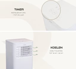 BRASQ 3-in-1 Mobiele airco met Raamafdichtingskit - Met afstandsbediening – Geschikt voor Slaapkamer - Woonkamer - Kantoor - Aircooler tot 16m2 - 9000 BTU – Wit — thumbnail 6