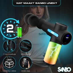 Sanbo Massage Gun Mini Professioneel - incl. 5 Opzetstukken En 6 Intensiteitsstanden - Mini - Sport en Relax Massage Apparaat - Professioneel - Hyrox - Crossfit - Zwart — thumbnail 4