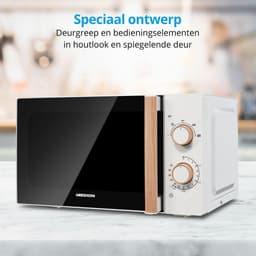 MEDION Magnetron (houtlook, 20 liter, 700 watt, spiegelende deur, 5 vermogensstanden, ontdooifunctie, timer, MD10596) wit — thumbnail 4
