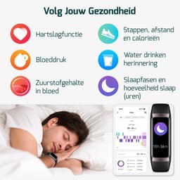FITAGE Stappenteller & Hartslagmeter - Activity Tracker - Stappenteller Horloge - Smartwatch - Heren, Dames en Kinderen - Zwart — thumbnail 4