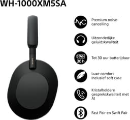 Sony WH-1000XM5SA – Draadloze koptelefoon met Noise Cancelling – Limited Soft Case Edition - Zwart — thumbnail 6