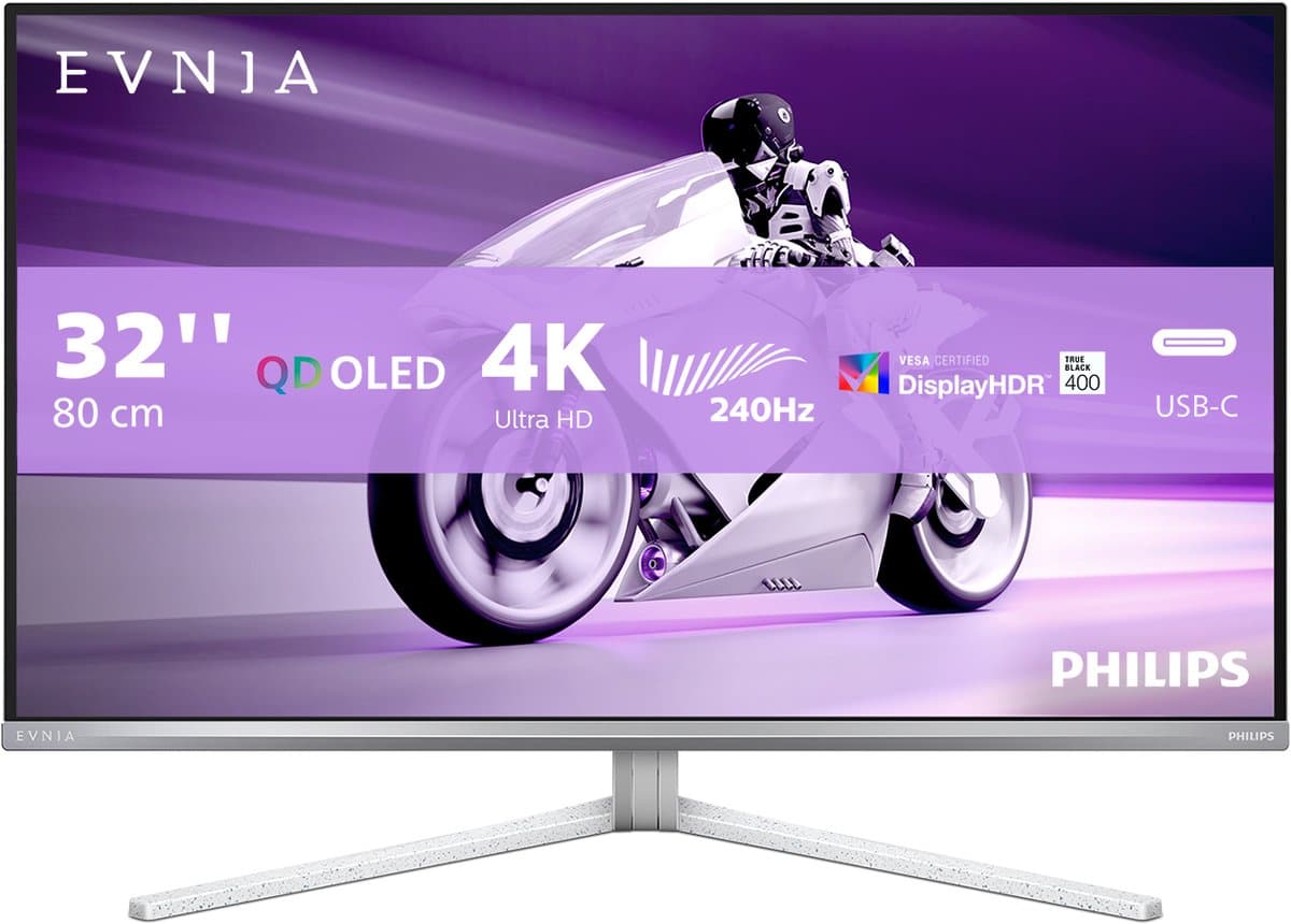 Philips 32M2N8900 - 4K QD-OLED Gaming Monitor - Ambiglow - USB-C 65w - KVM - HDR400 - 240hz - 32 inch — afbeelding 1