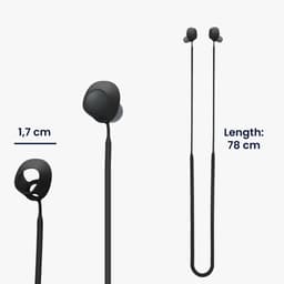 kwmobile Strap Compatible with Sony WF-C700N - Silicone Cord Holder for Wireless Earphones - Black — thumbnail 3