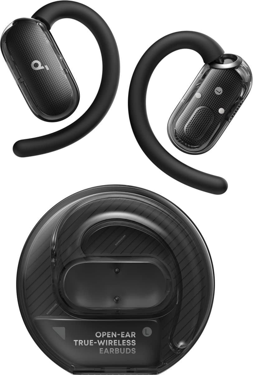Soundcore V40i by Anker, open-ear hoofdtelefoon, kristalhelder ontwerp, 4 verstelbare standen voor een goede pasvorm in elk oor, 2x diepere bas, IP55, 21 uur afspeeltijd, duidelijke AI-gesprekken, Bluetooth 5.4, app-bediening — afbeelding 1
