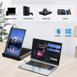 GTMEDIA - Portable Monitor Triple - Portable Monitor Laptop - Portable Monitoren - 11.6'' - 1920*1080 IPS FHD - Plug & Play — thumbnail 3