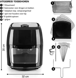 RFWR® Digitale XXL heteluchtfriteuse 9 liter – Frituren zonder vet, oven en draaigrill in één — thumbnail 7