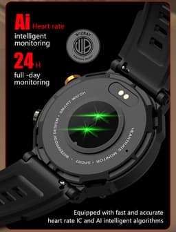 WizBay Premium Select® Smartwatch 1.39 inch - Bluetooth Bellen - Hartslag en Zuurstofmeting - Slaapmonitor - Sportmodi - AI Voice - IP67 - Mat Grijze RVS Kast - Zwarte TPU Band — thumbnail 13