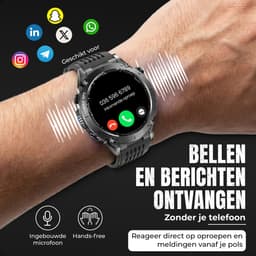 Siltcon® Vortex GPS Smartwatch Heren en Dames - Sport Horloge - Horloge Heren - Stappenteller - Hartslagmeter - Saturatiemeter - Belfunctie - 200+ Sportmodi - Kompas - Zaklamp - Waterdicht - AMOLED - Geschikt voor iOS/Android - 5 Bandjes — thumbnail 8