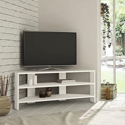 Moderne Hoek TV Kast voor Schermen tot 32 Inch – Compacte Laag Kast met Houten Bovenkant en IJzeren Poten – Perfect voor Kleine Woonkamers — thumbnail 1