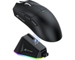 ATTACK SHARK X11 - RGB Gaming Muis - Magnetisch Oplaaddock - PAW 3311 Sensor - 59g Lichtgewicht - Bedraad + 2.4G + BT - 22.000 DPI - Zwart