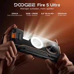 DOOGEE Fire 5 Ultra-AI Robuuste Smartphone-32GB RAM - 256GB ROM-6,6 inch 90 Hz-Robuuste Telefoon - IP68 Waterdicht -1200-lumen kampeerlamp-13000 mAh- Gemini AI-gezichtsherkenning- Android 15 - NFC - GPS-Oranje — thumbnail 4