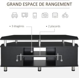 Moderne Tv-bank met Multi-opslag en Gelaagd Ontwerp - 120x40x52cm Zwart Chroom — thumbnail 5